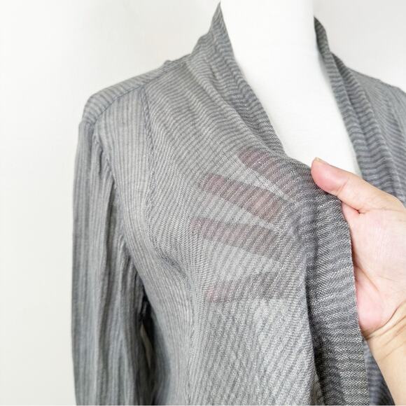 Eileen Fisher Cardigan Womens 1X Gray 100% Linen open Front Lagenlook Minimalist - Picture 3 of 9